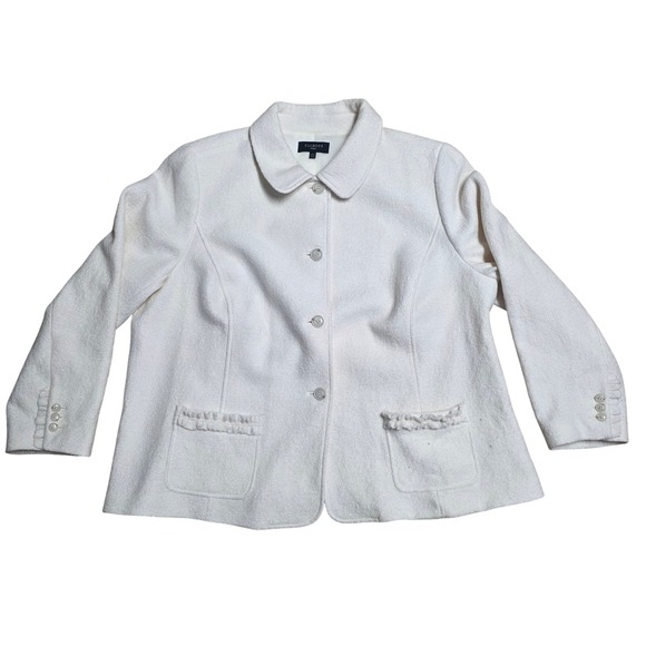 Talbots Women's Ivory Wool blend Cream Jacket Blazer Button Lined Size 24W NWOT - Picture 2 of 8